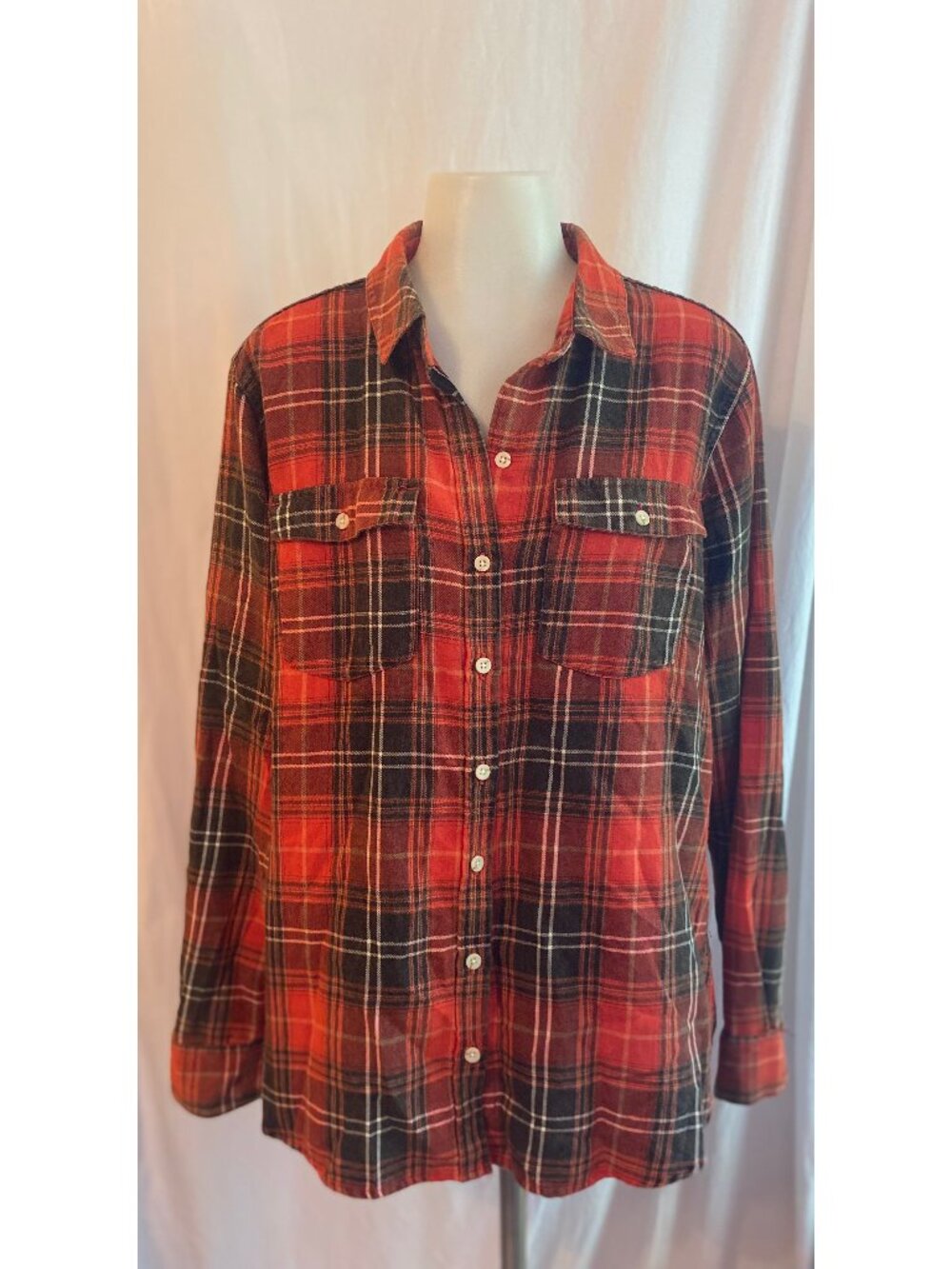 Mossimo Supply Co. Red And Black Plaid Flannel Button Down Shirt